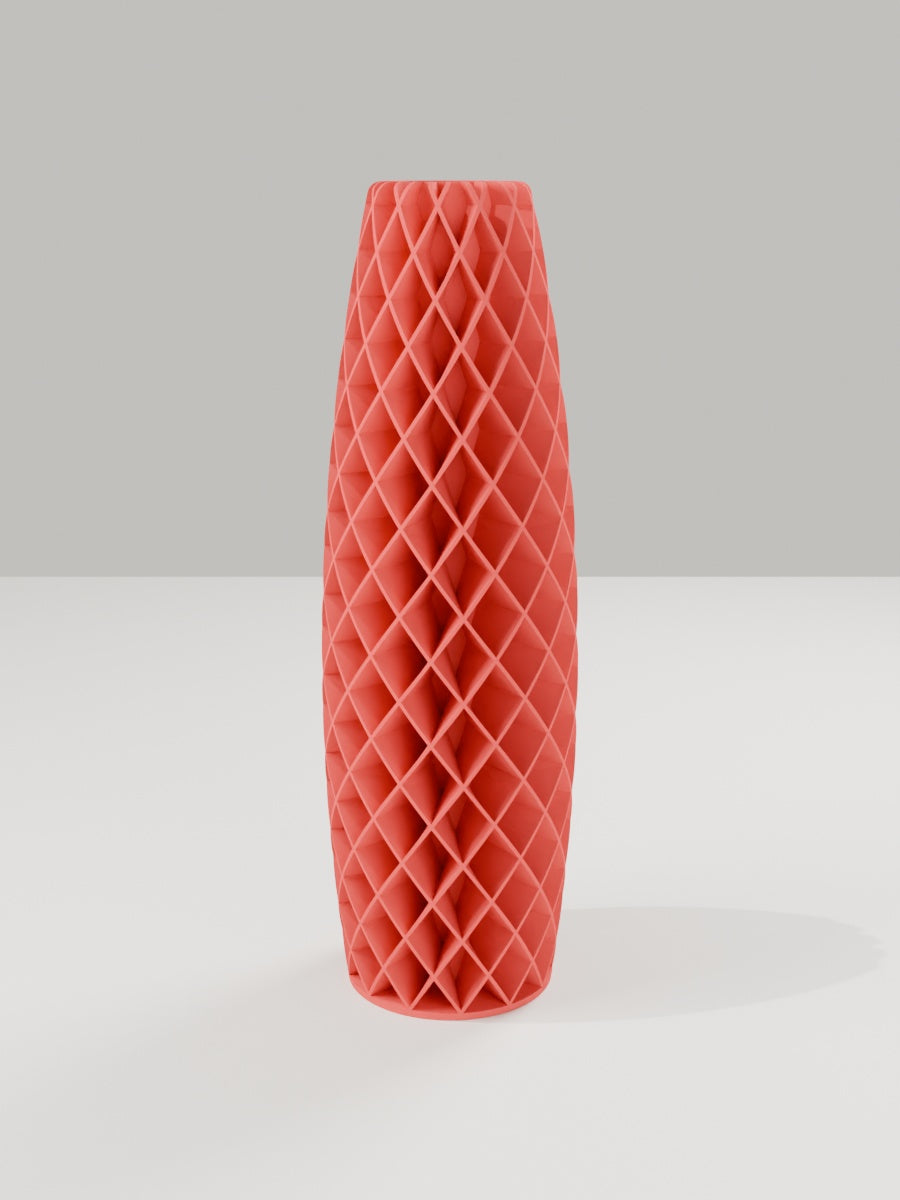 Tower Vase No. 01 in Scharlachrot – quelia Dekovase aus dem 3D-Druck
