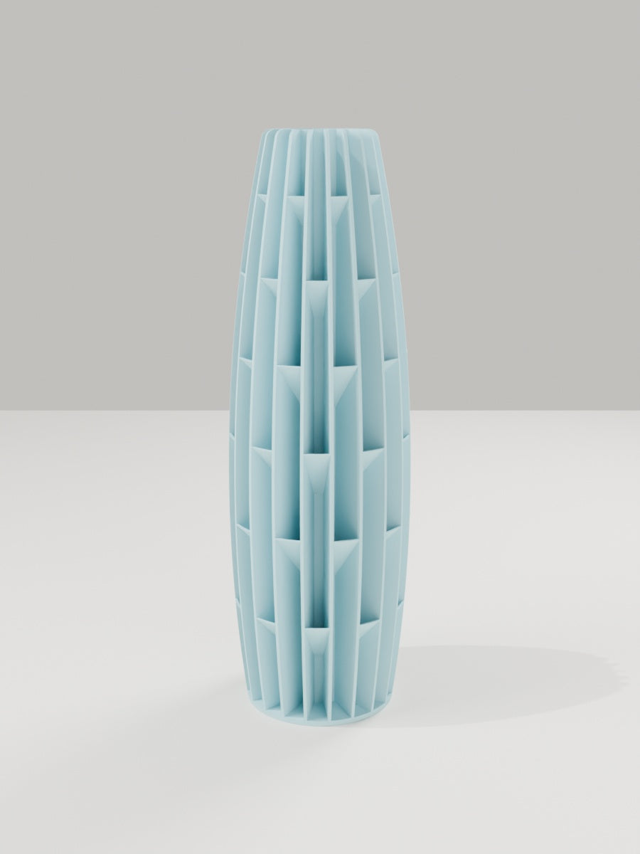 Tower Vase No. 04 in Eisblau – quelia Dekovase aus dem 3D-Druck