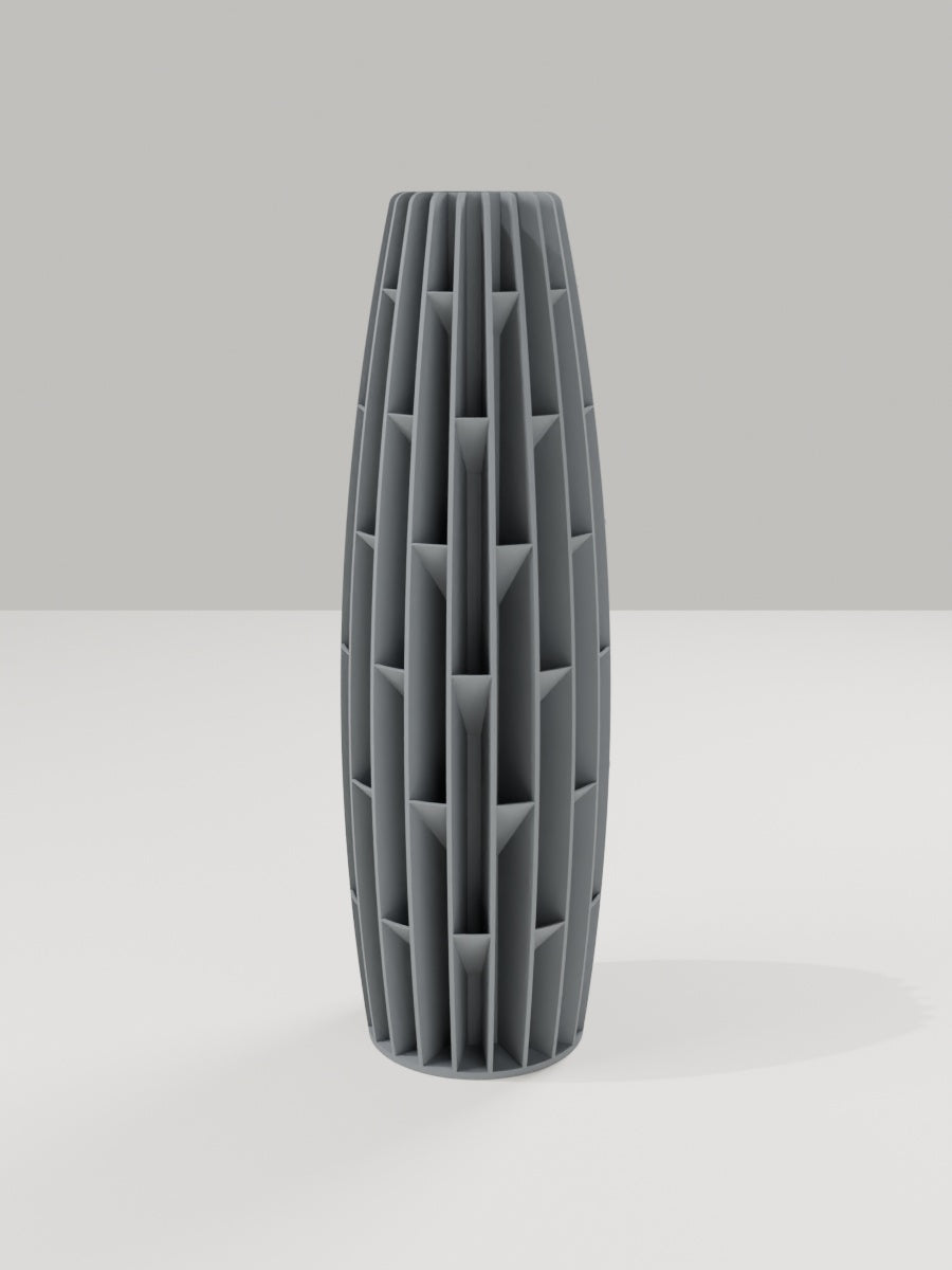 Tower Vase No. 04 in Grau – quelia Dekovase aus dem 3D-Druck