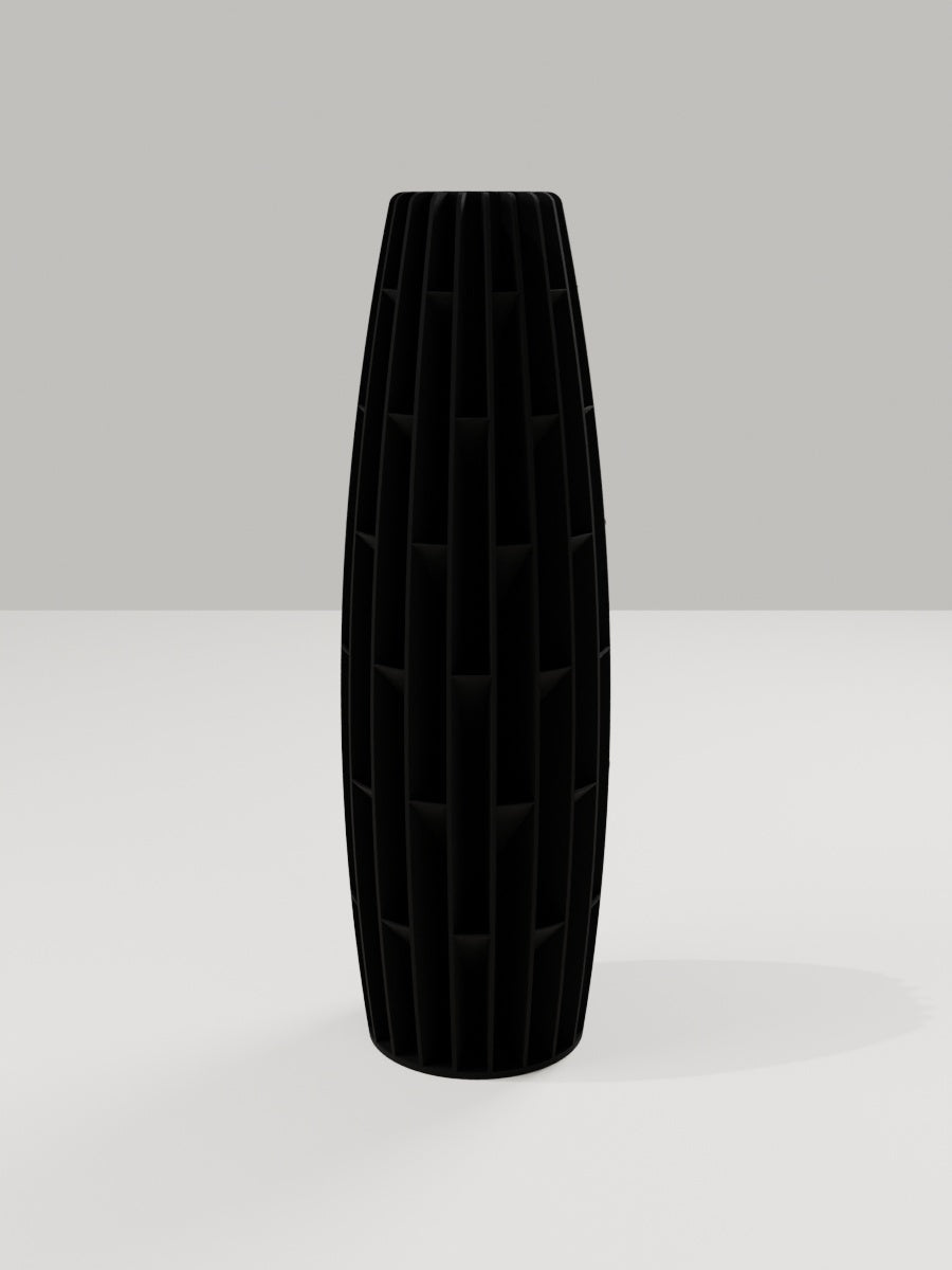 Tower Vase No. 04 in Kohlschwarz – quelia Dekovase aus dem 3D-Druck
