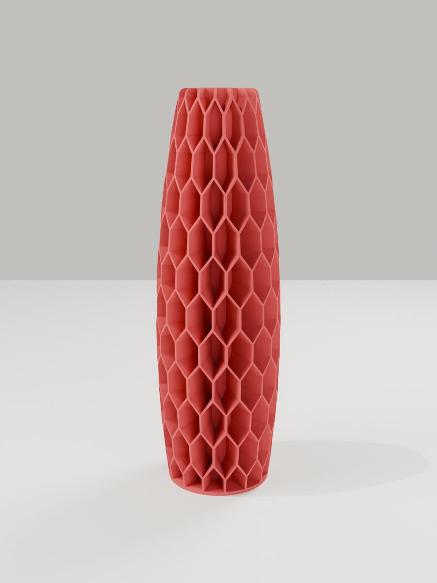 Tower Vase No. 05 in Dunkelrot – quelia Dekovase aus dem 3D-Druck