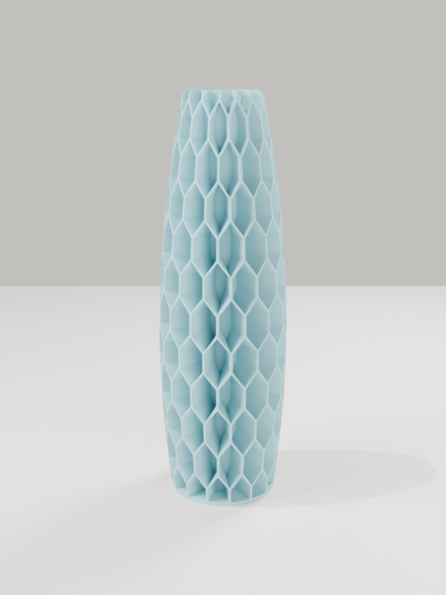 Tower Vase No. 05 in Eisblau – quelia Dekovase aus dem 3D-Druck
