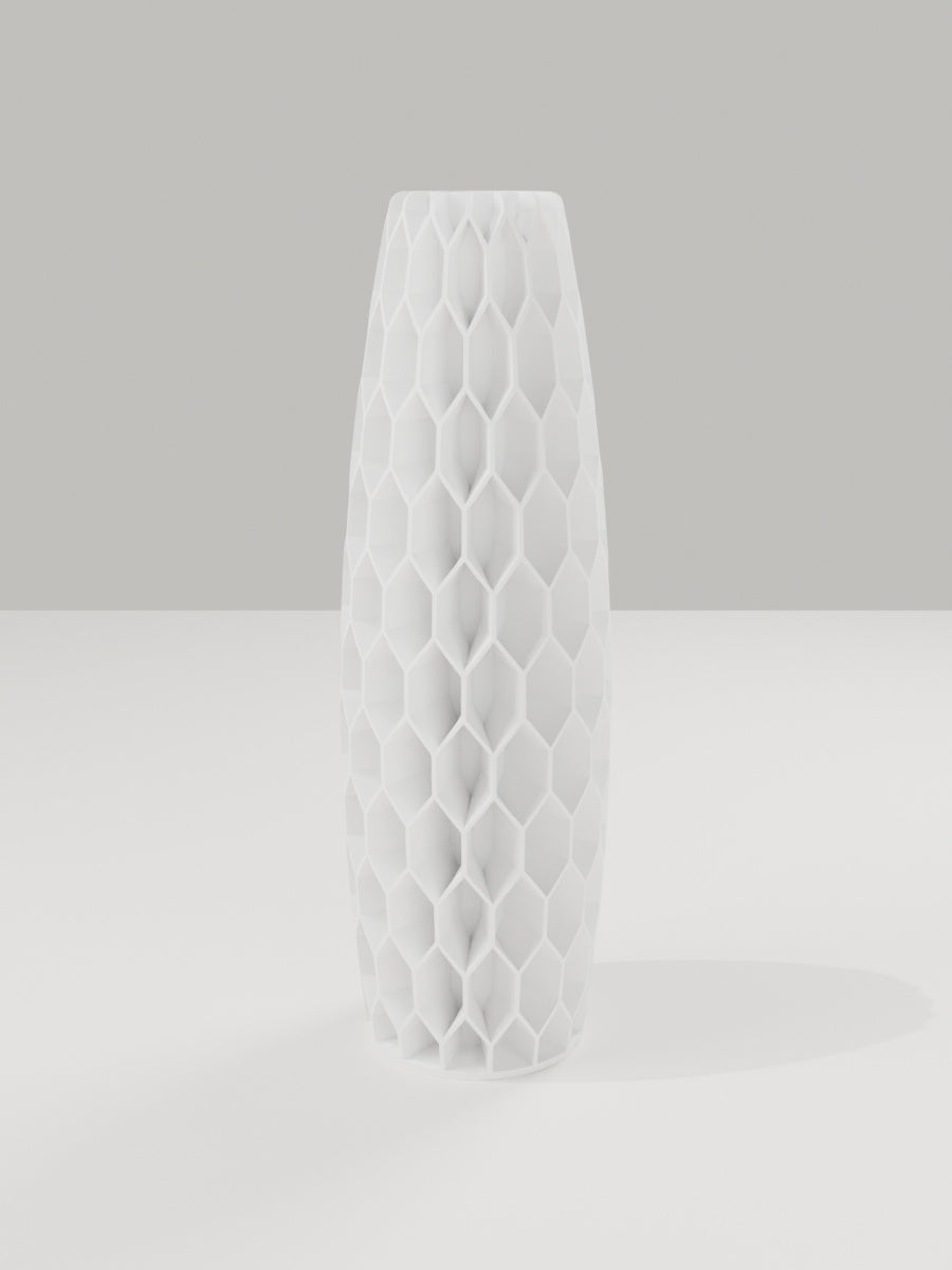 Tower Vase No. 05 in Elfenbeinweiß – quelia Dekovase aus dem 3D-Druck