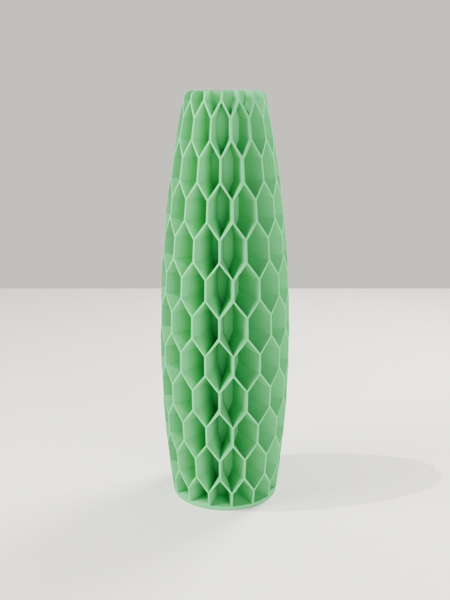 Tower Vase No. 05 in Grasgrün – quelia Dekovase aus dem 3D-Druck