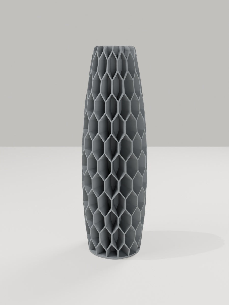 Tower Vase No. 05 in Grau – quelia Dekovase aus dem 3D-Druck