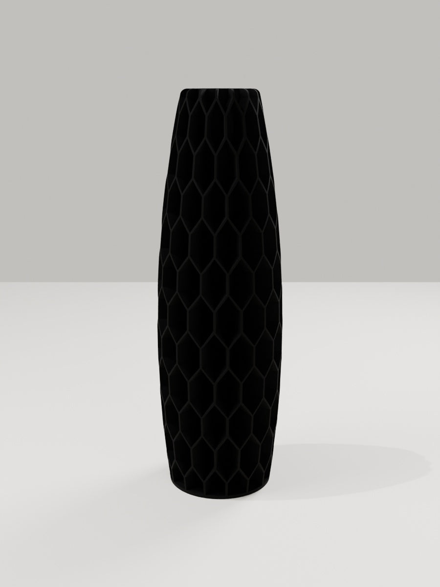 Tower Vase No. 05 in Kohlschwarz – quelia Dekovase aus dem 3D-Druck