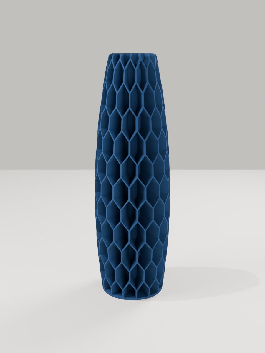 Tower Vase No. 05 in Marineblau – quelia Dekovase aus dem 3D-Druck