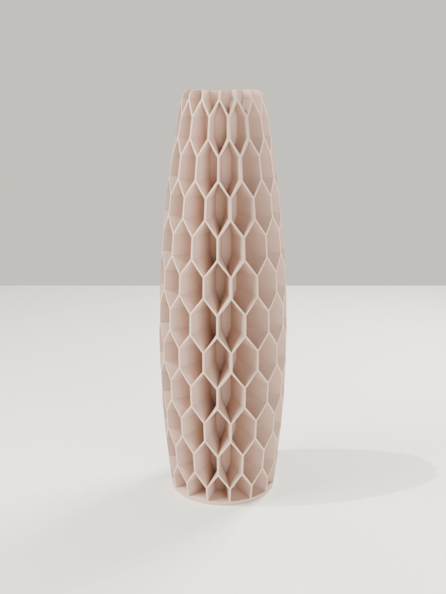 Tower Vase No. 05 in Milchkaffee-Braun – quelia Dekovase aus dem 3D-Druck