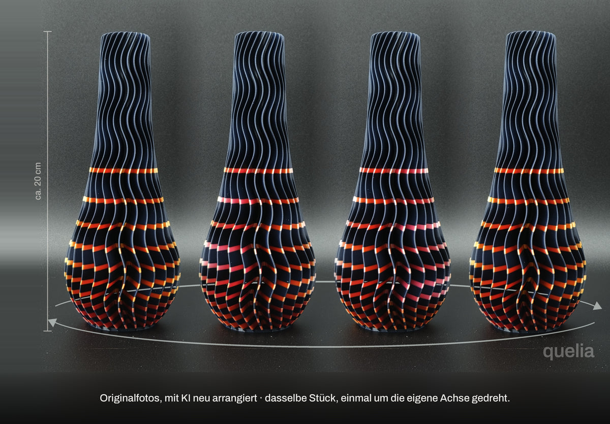 quelia Wave 20 cm, Mitternacht & Orange-Rot Silk, Exemplar B, Drehbild