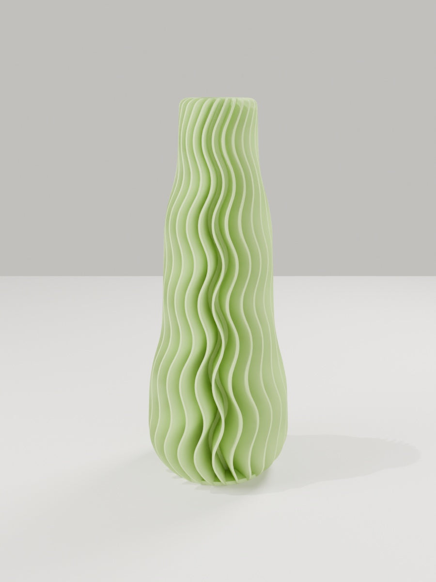 Wave Vase No. 01 in Apfelgrün – quelia Dekovase aus dem 3D-Druck