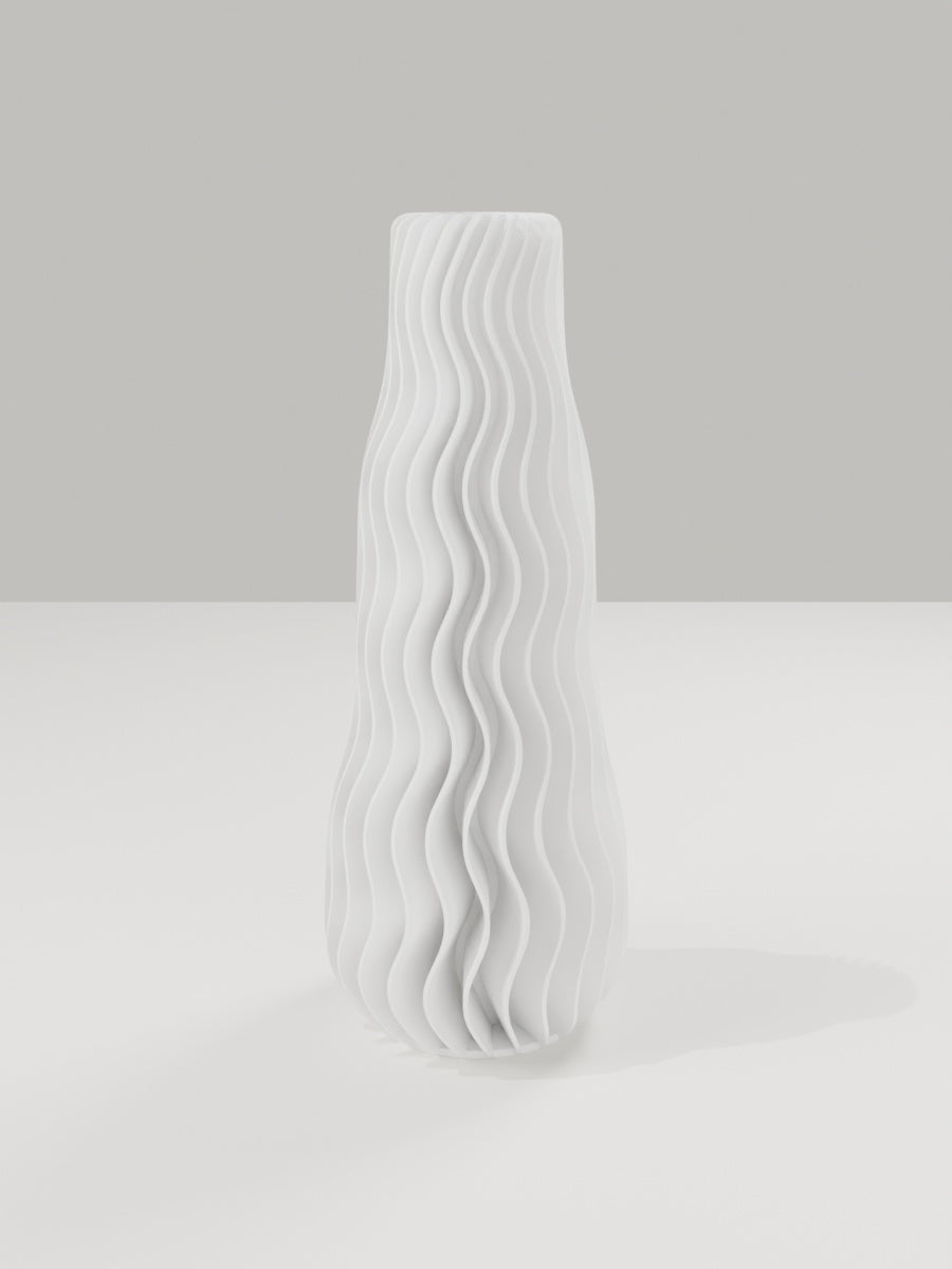 Wave Vase No. 01 in Elfenbeinweiß – quelia Dekovase aus dem 3D-Druck