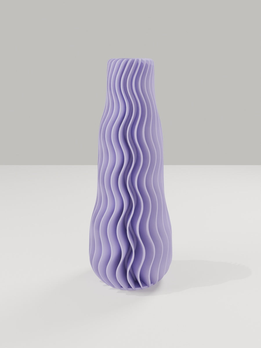 Wave Vase No. 01 in Flieder-Violett – quelia Dekovase aus dem 3D-Druck