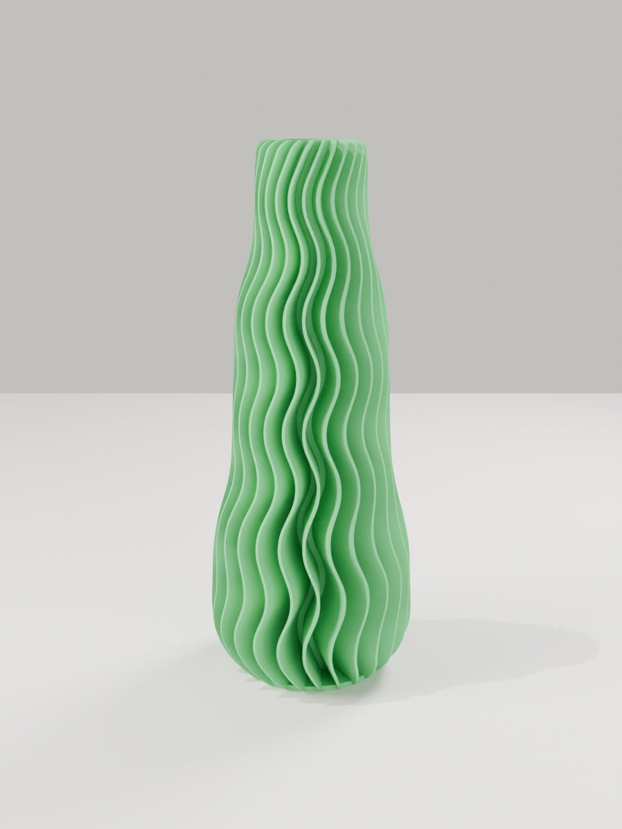 Wave Vase No. 01 in Grasgrün – quelia Dekovase aus dem 3D-Druck