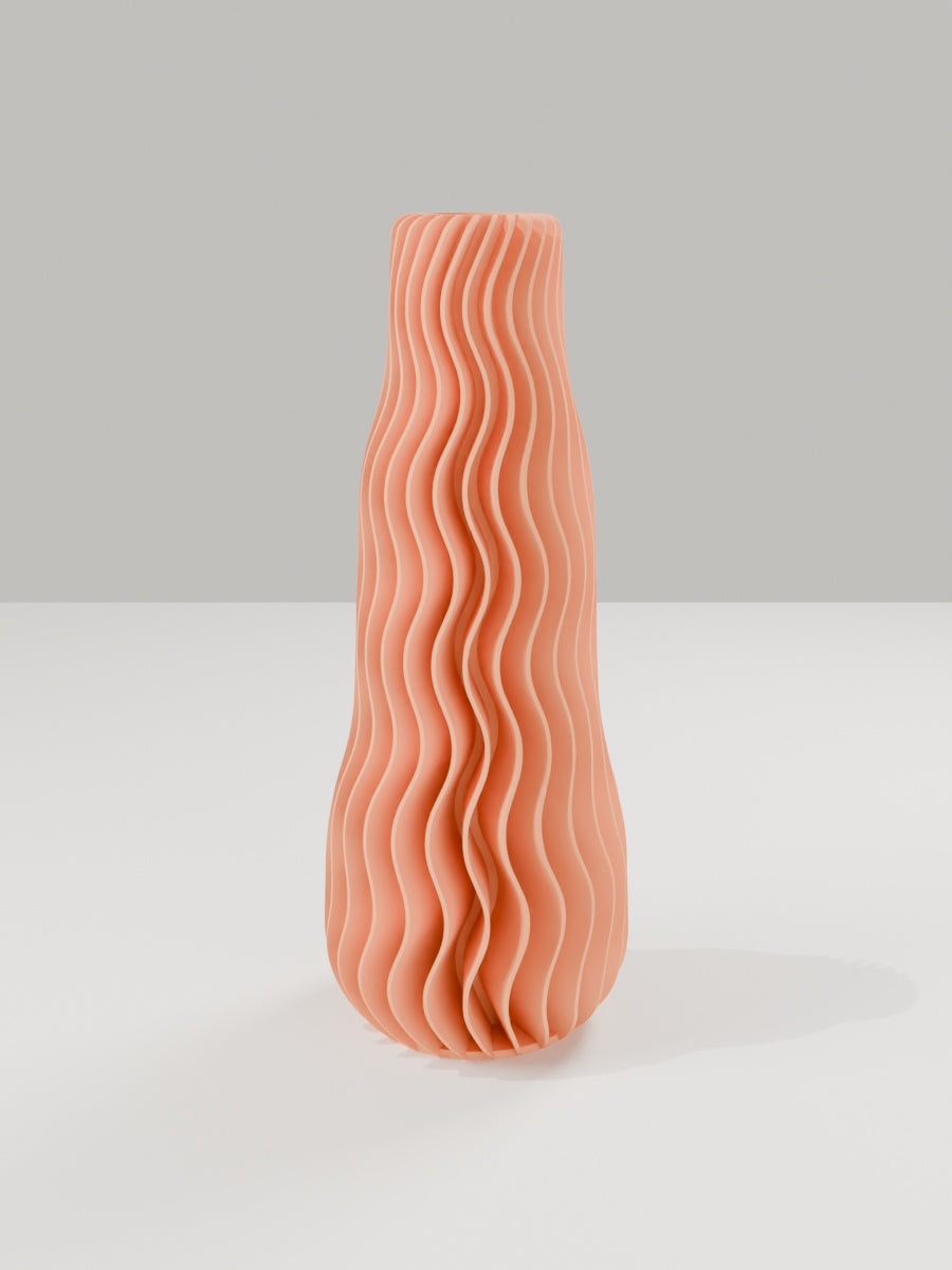 Wave Vase No. 01 in Mandarine-Orange – quelia Dekovase aus dem 3D-Druck
