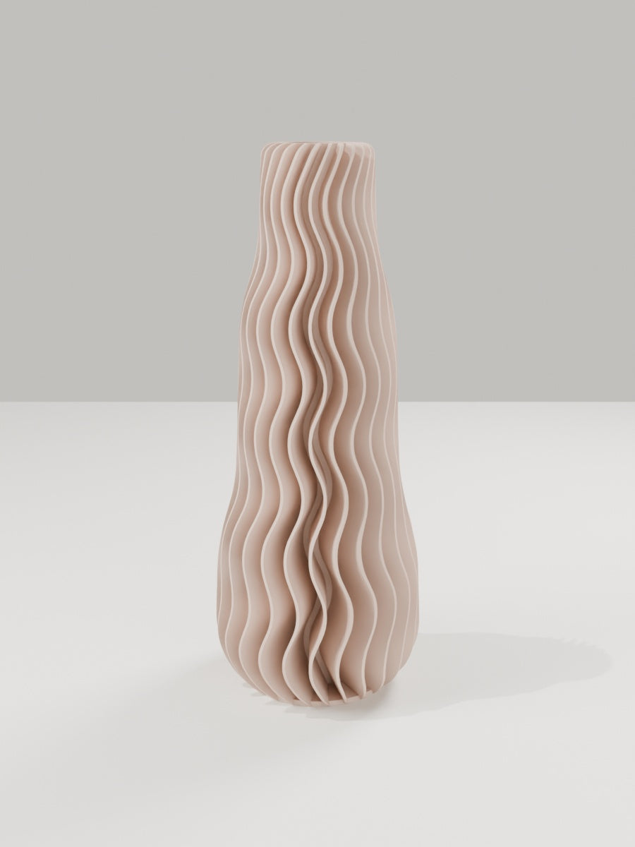 Wave Vase No. 01 in Milchkaffee-Braun – quelia Dekovase aus dem 3D-Druck