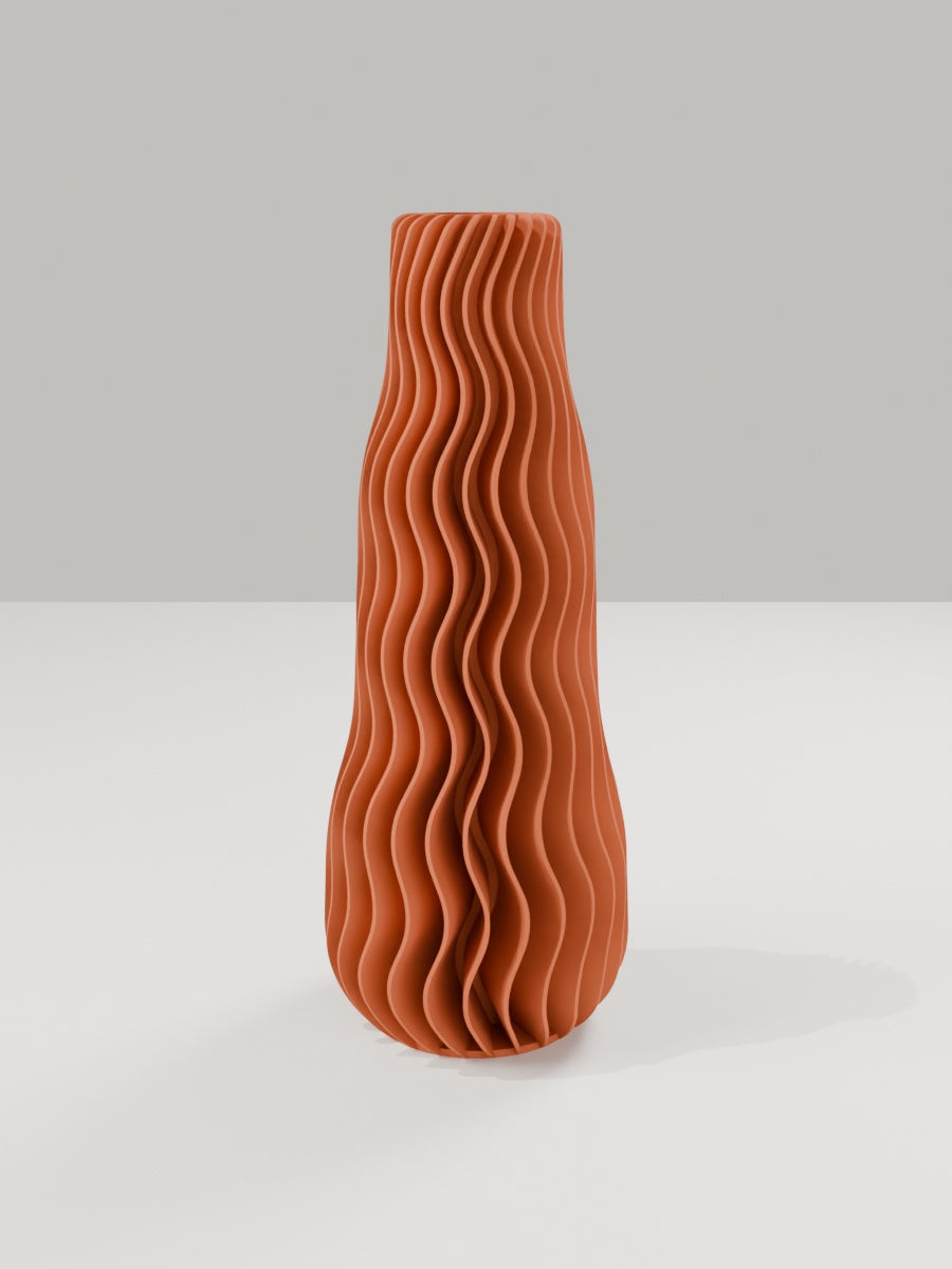Wave Vase No. 01 in Terrakotta – quelia Dekovase aus dem 3D-Druck