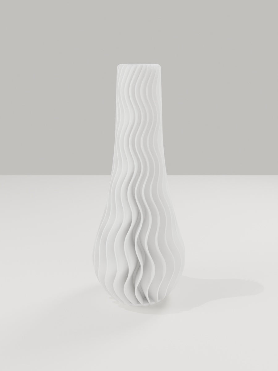 Wave Vase No. 02 in Elfenbeinweiß – quelia Dekovase aus dem 3D-Druck