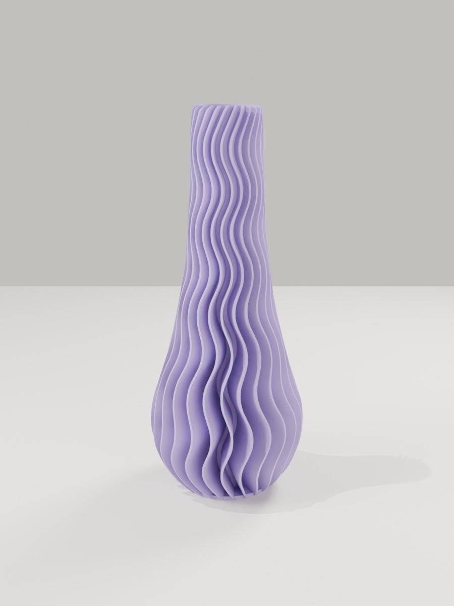 Wave Vase No. 02 in Flieder-Violett – quelia Dekovase aus dem 3D-Druck
