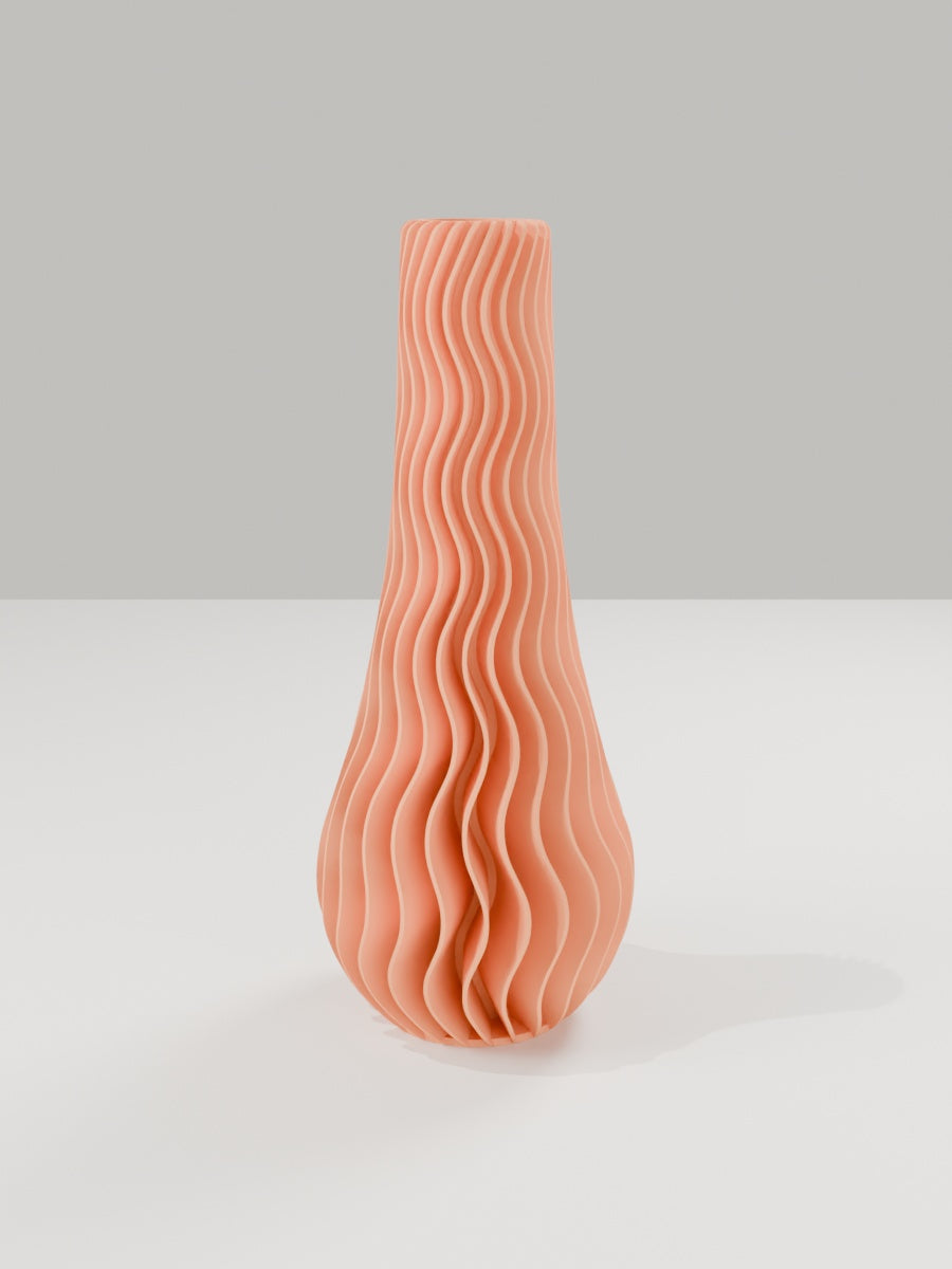 Wave Vase No. 02 in Mandarine-Orange – quelia Dekovase aus dem 3D-Druck