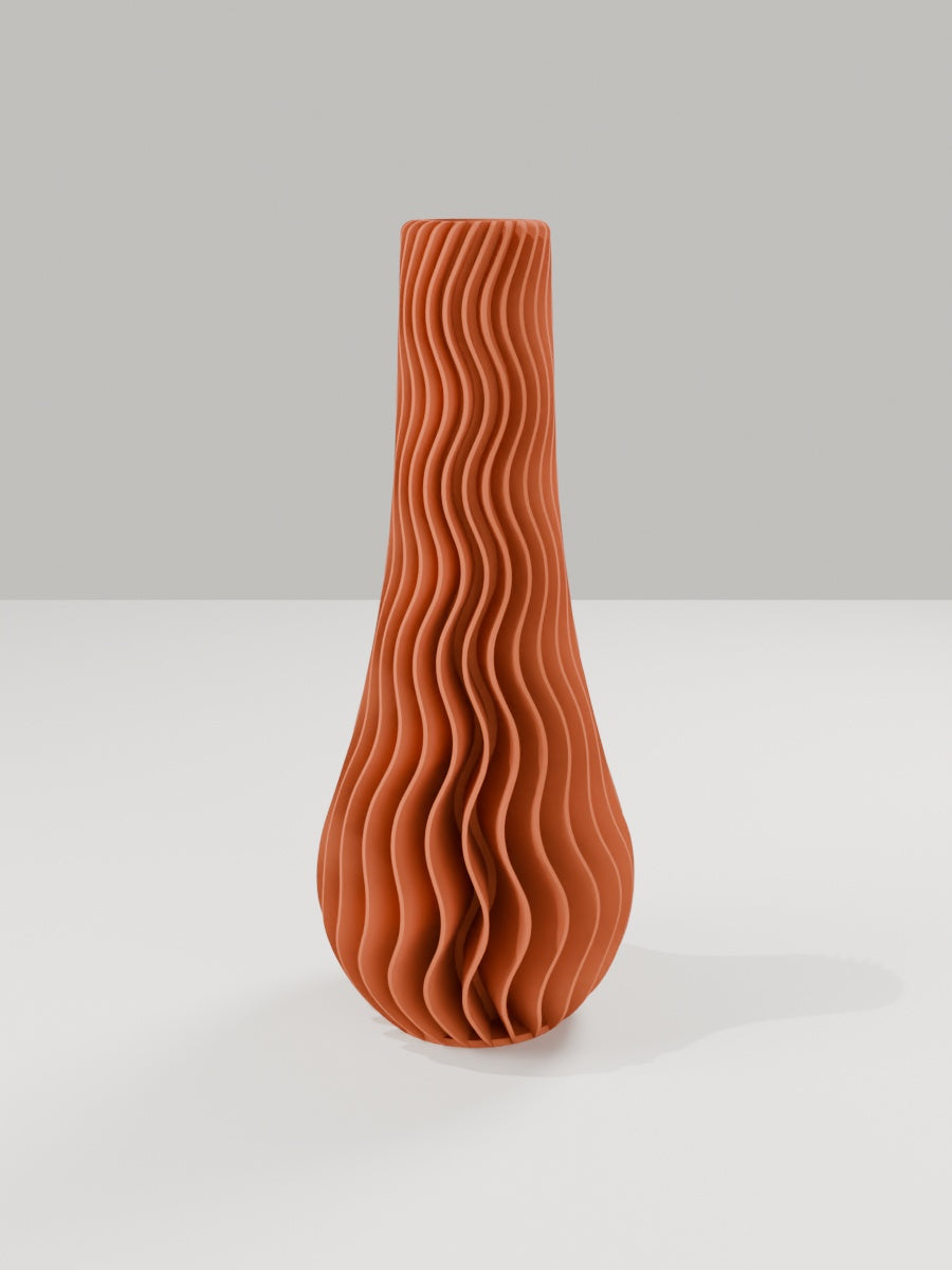 Wave Vase No. 02 in Terrakotta – quelia Dekovase aus dem 3D-Druck
