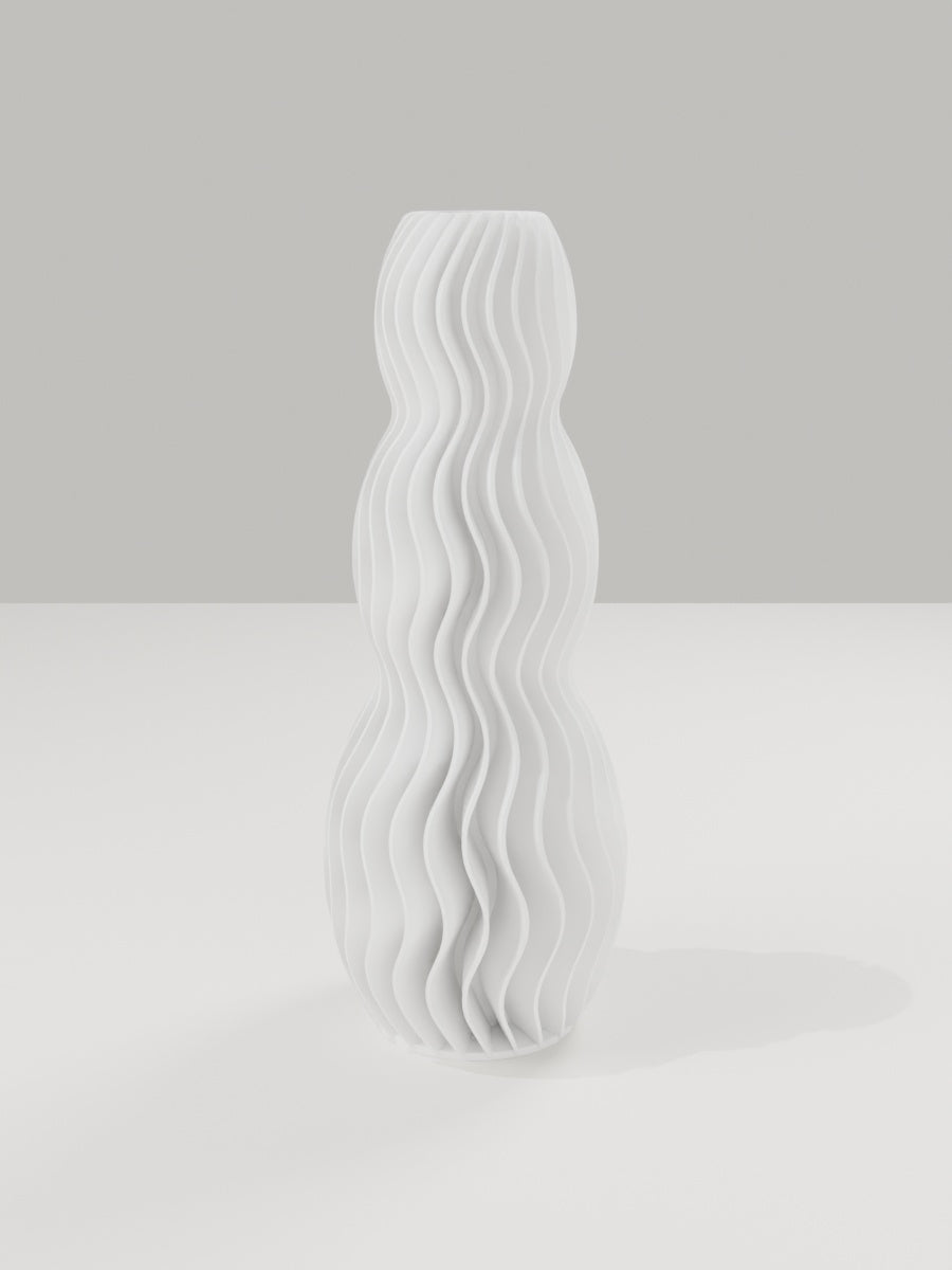 Wave Vase No. 03 in Elfenbeinweiß – quelia Dekovase aus dem 3D-Druck