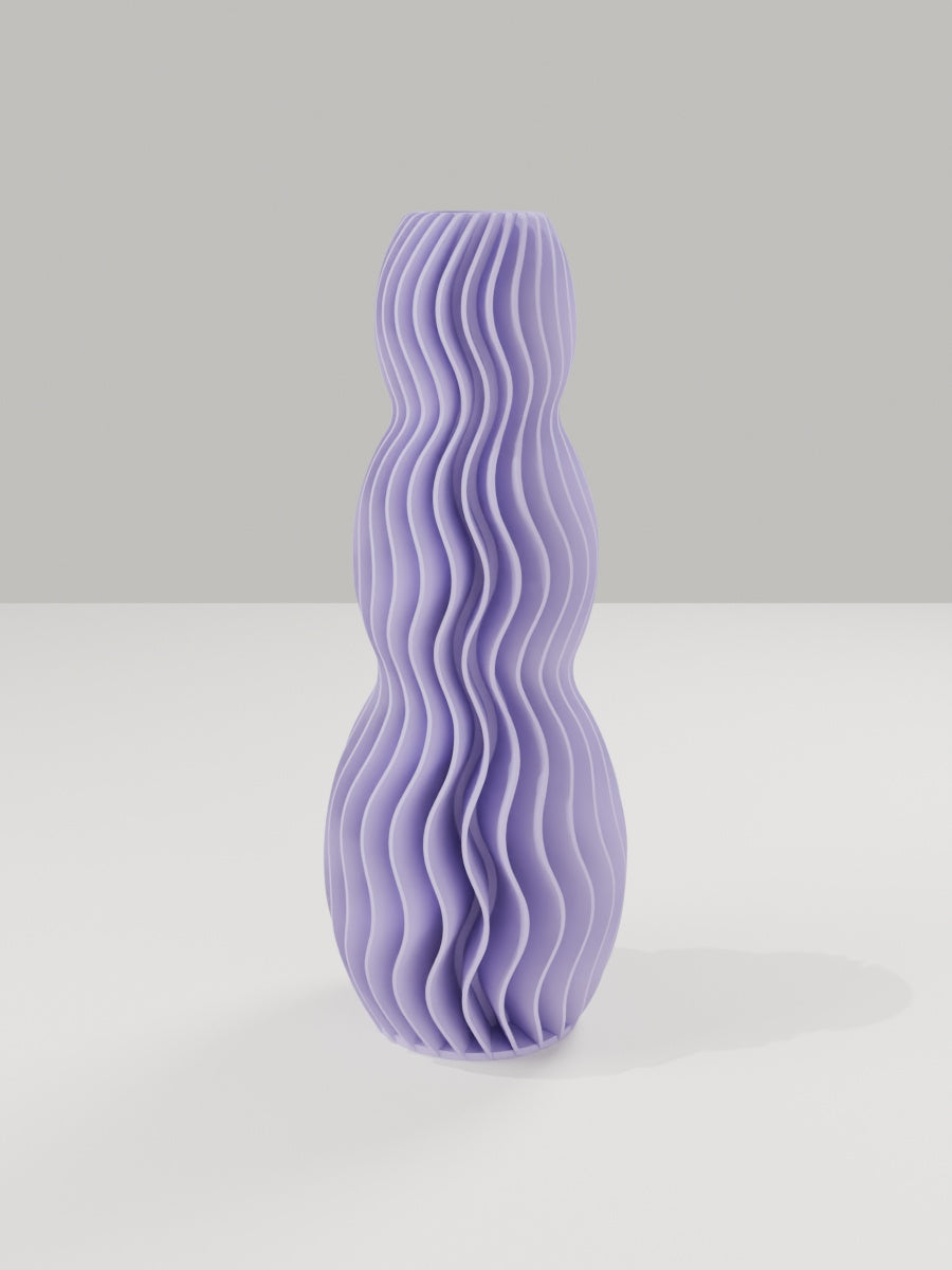 Wave Vase No. 03 in Flieder-Violett – quelia Dekovase aus dem 3D-Druck