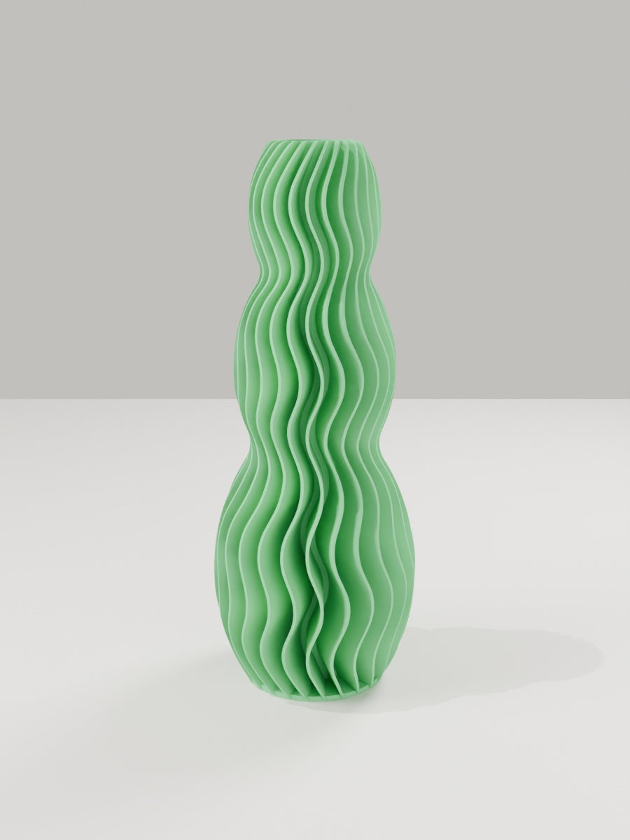 Wave Vase No. 03 in Grasgrün – quelia Dekovase aus dem 3D-Druck