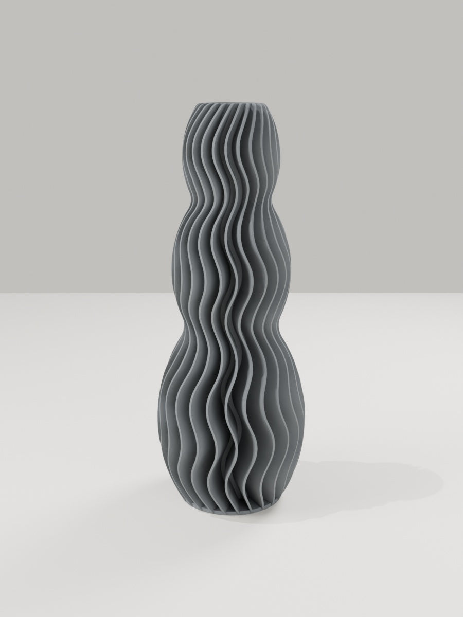 Wave Vase No. 03 in Grau – quelia Dekovase aus dem 3D-Druck
