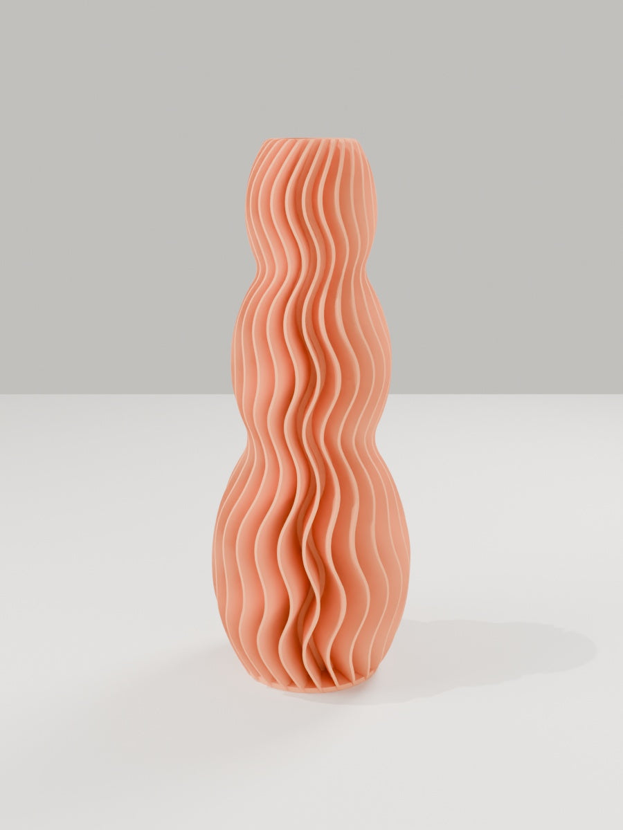 Wave Vase No. 03 in Mandarine-Orange – quelia Dekovase aus dem 3D-Druck