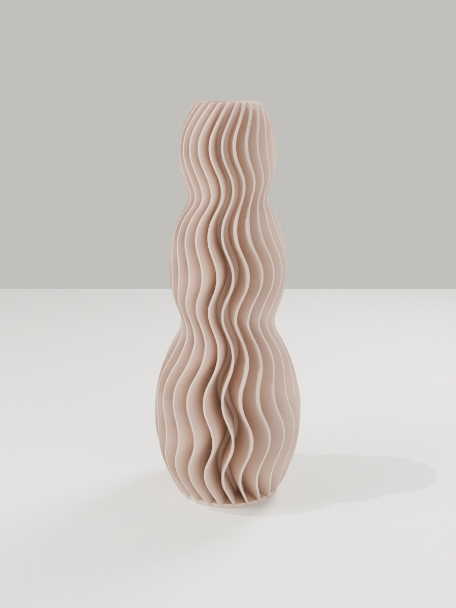 Wave Vase No. 03 in Milchkaffee-Braun – quelia Dekovase aus dem 3D-Druck