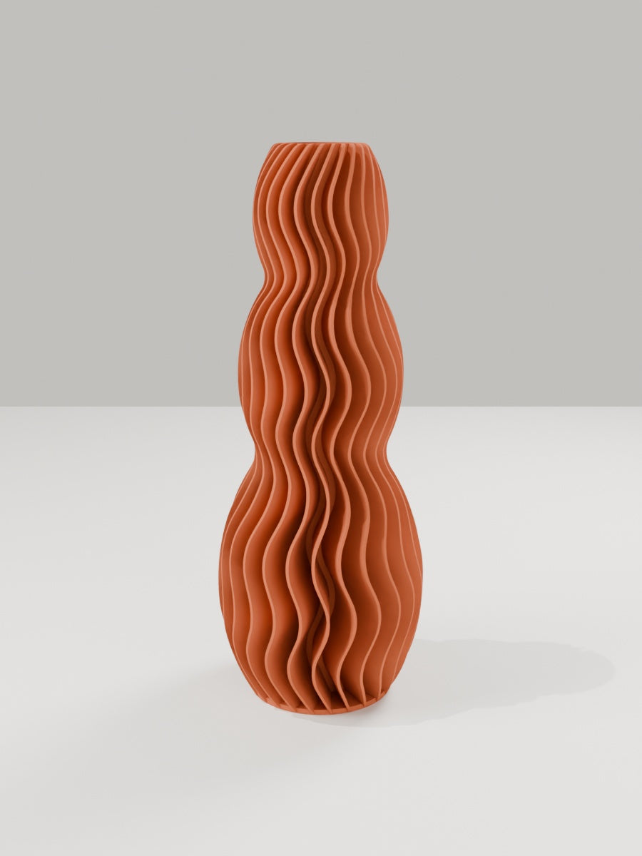 Wave Vase No. 03 in Terrakotta – quelia Dekovase aus dem 3D-Druck