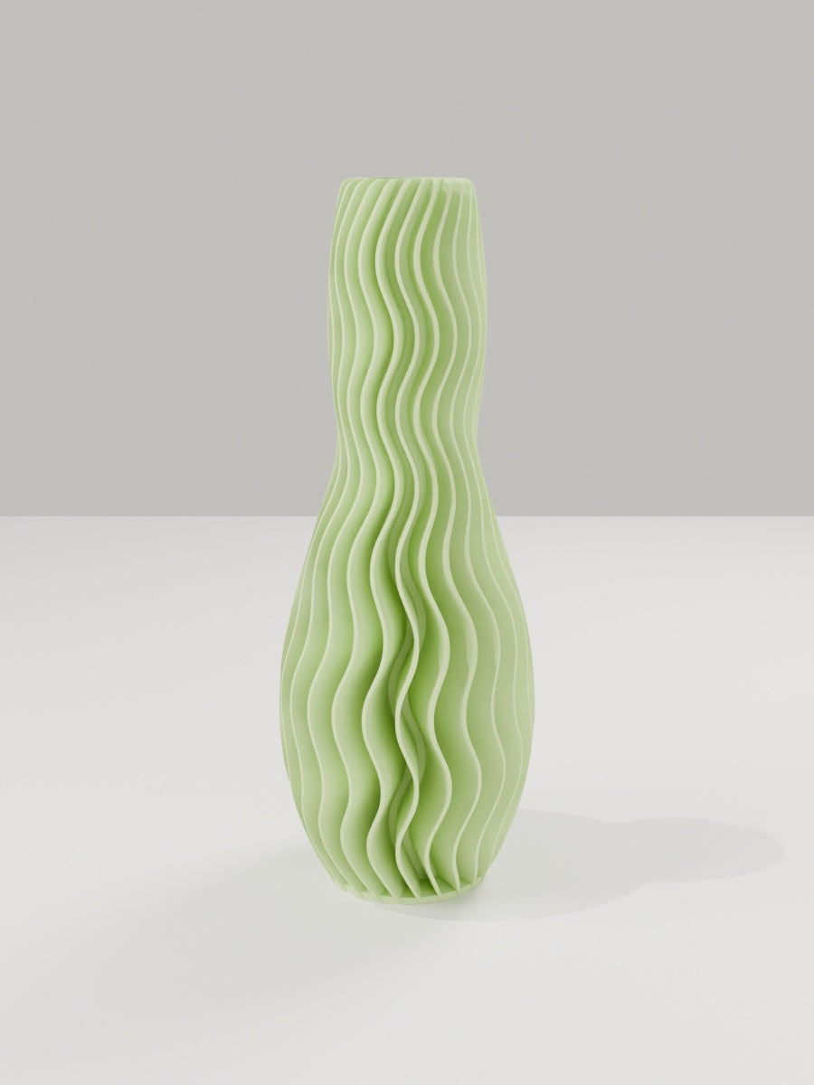 Wave Vase No. 04 in Apfelgrün – quelia Dekovase aus dem 3D-Druck