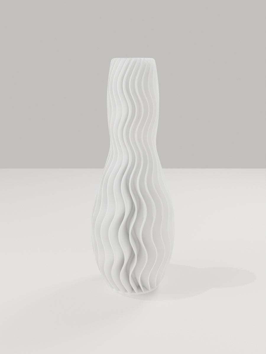 Wave Vase No. 04 in Elfenbeinweiß – quelia Dekovase aus dem 3D-Druck