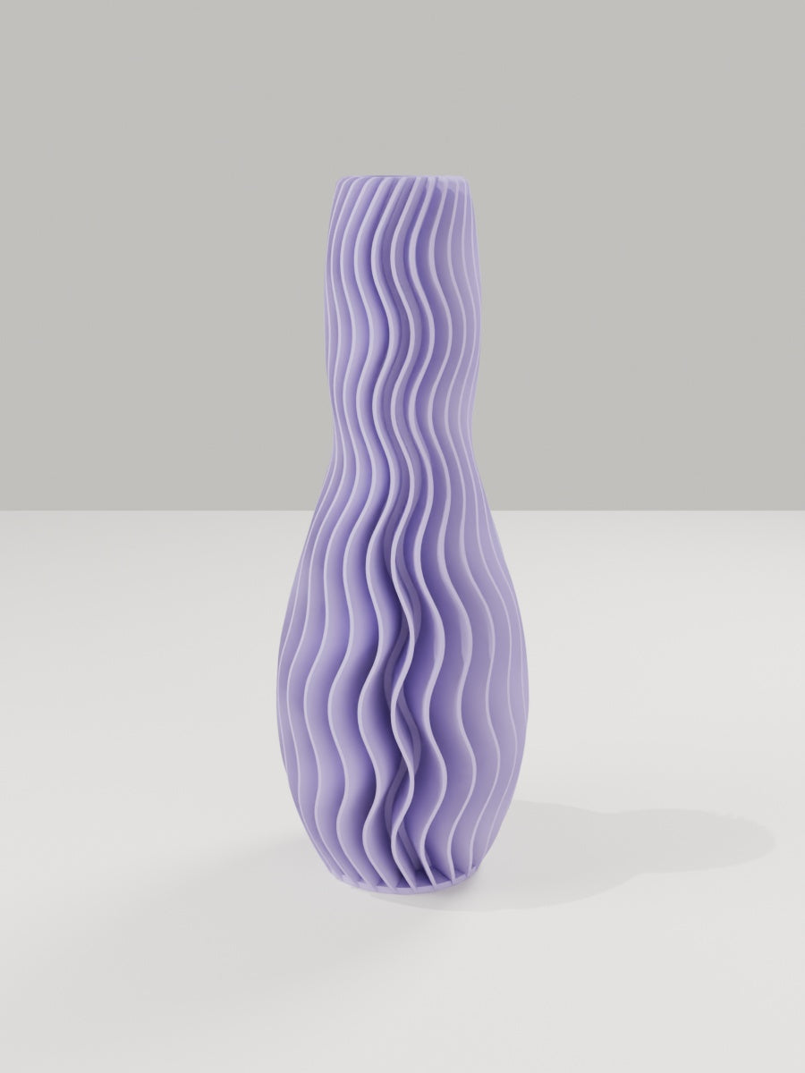 Wave Vase No. 04 in Flieder-Violett – quelia Dekovase aus dem 3D-Druck