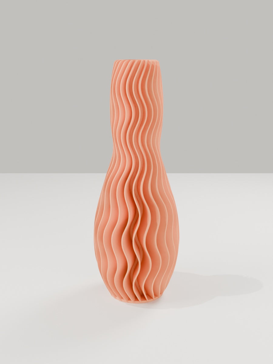 Wave Vase No. 04 in Mandarine-Orange – quelia Dekovase aus dem 3D-Druck