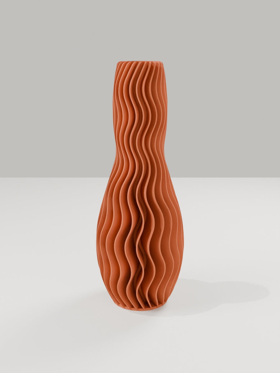 Wave Vase No. 04 in Terrakotta – quelia Dekovase aus dem 3D-Druck