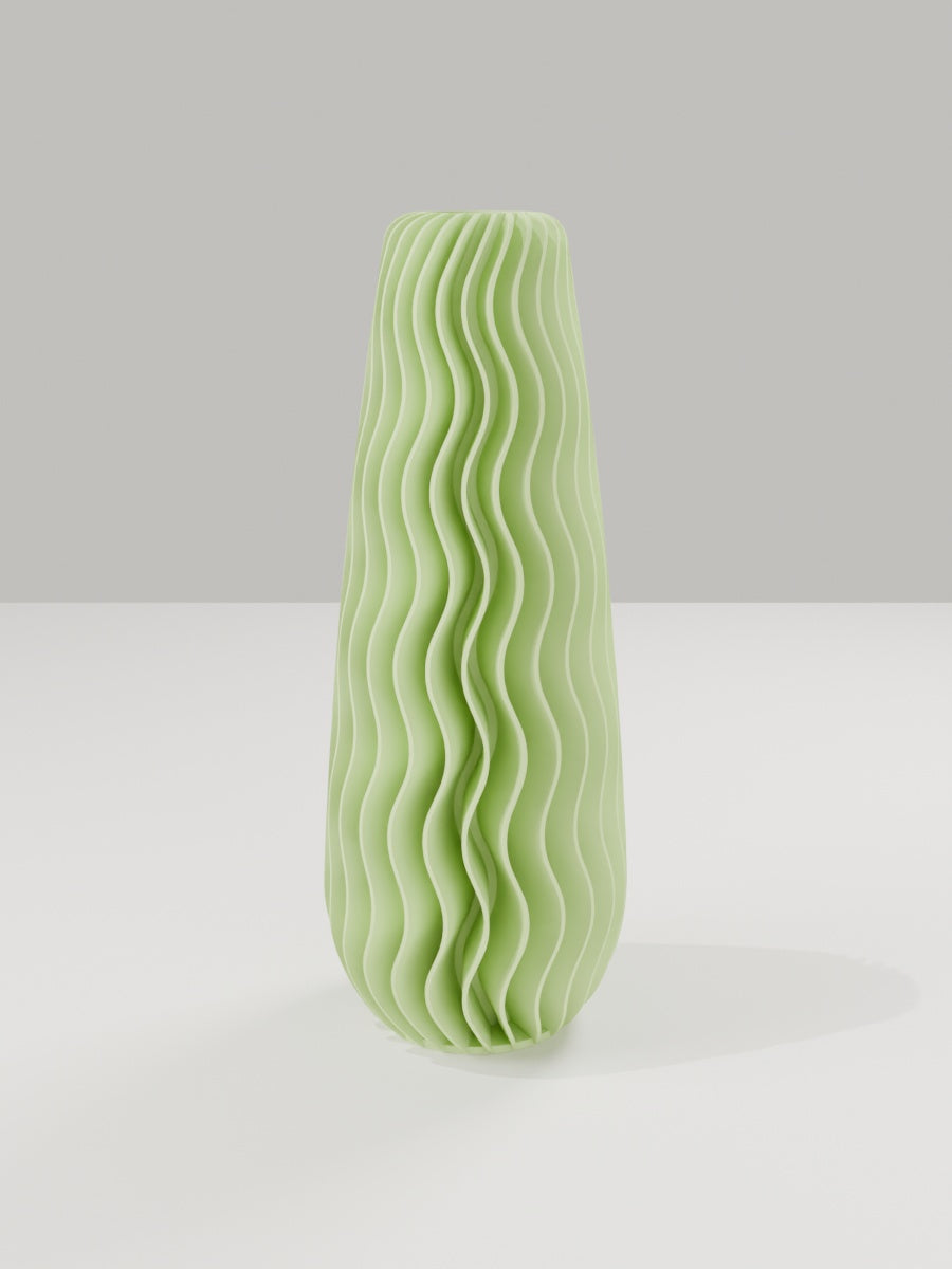Wave Vase No. 05 in Apfelgrün – quelia Dekovase aus dem 3D-Druck