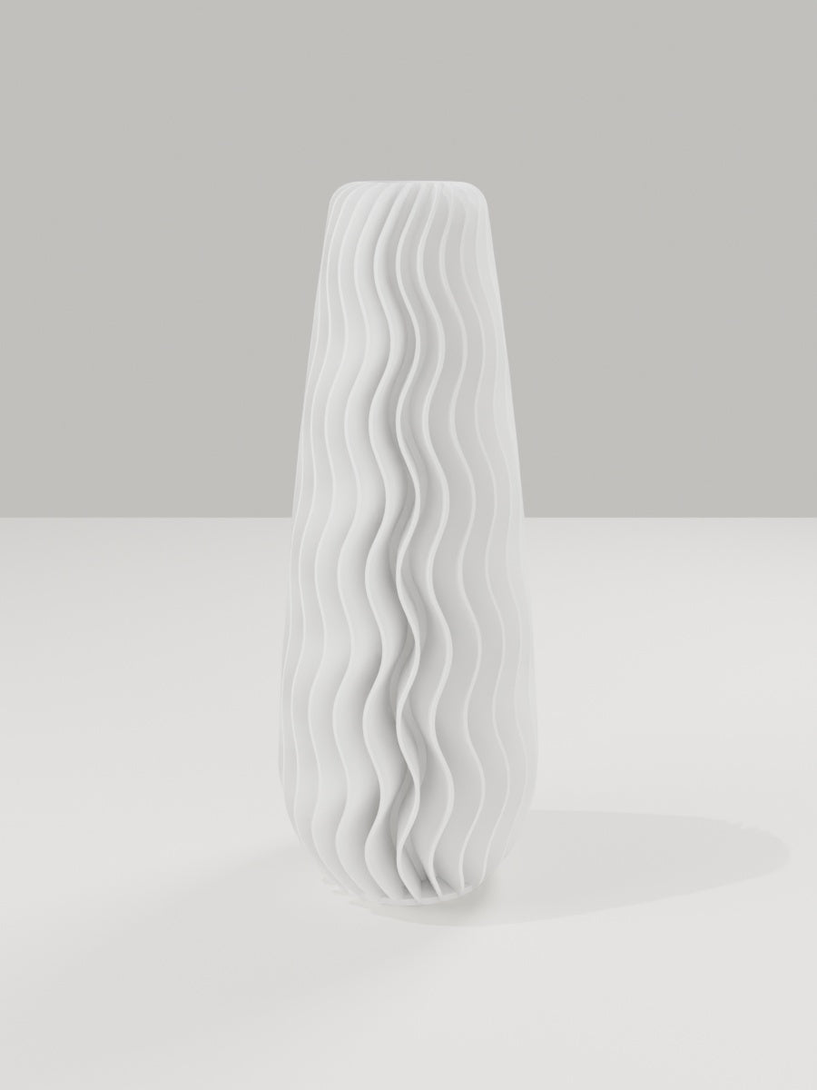 Wave Vase No. 05 in Elfenbeinweiß – quelia Dekovase aus dem 3D-Druck