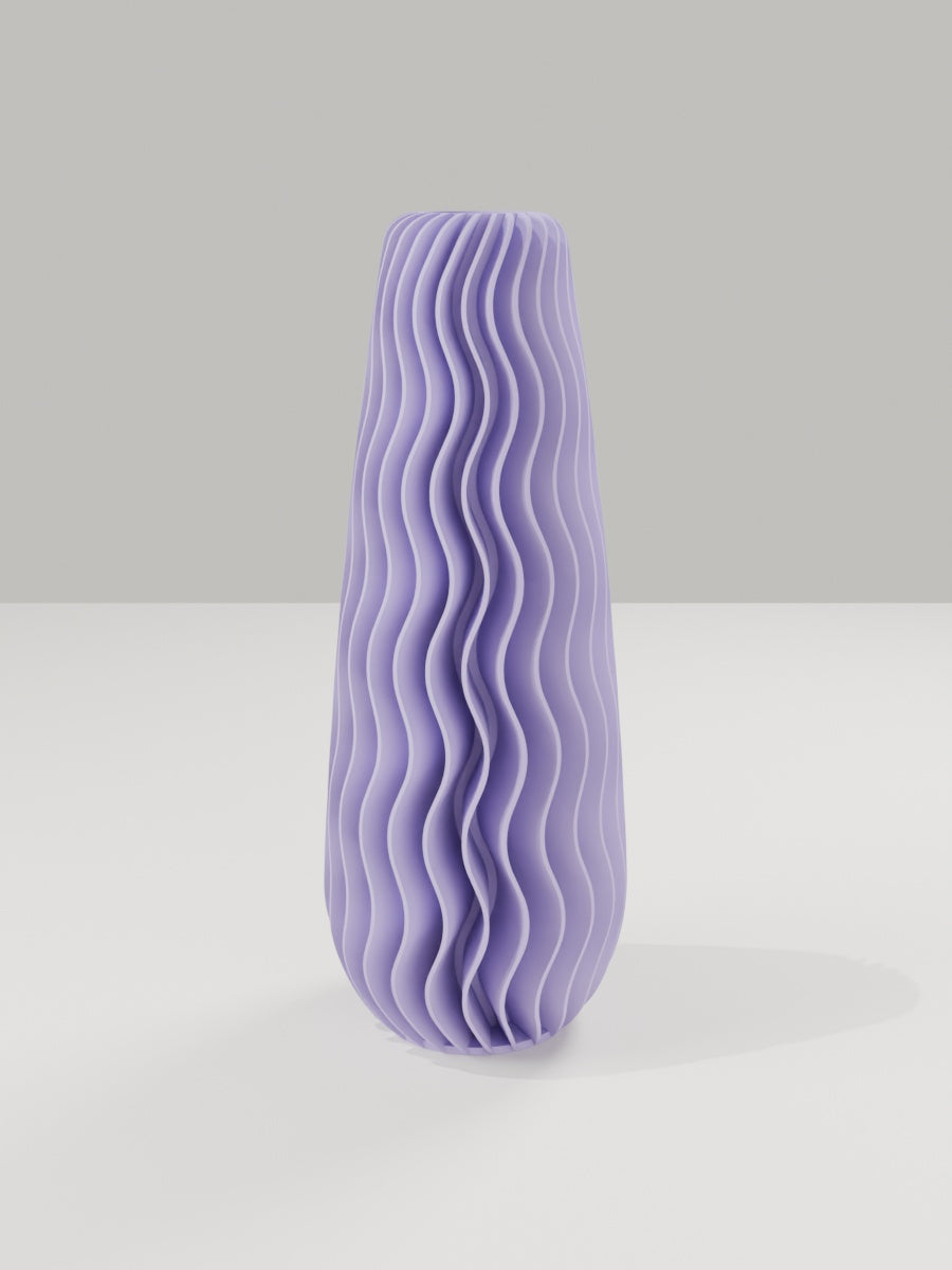 Wave Vase No. 05 in Flieder-Violett – quelia Dekovase aus dem 3D-Druck