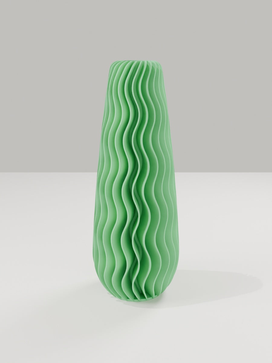 Wave Vase No. 05 in Grasgrün – quelia Dekovase aus dem 3D-Druck