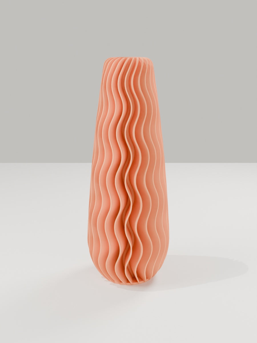 Wave Vase No. 05 in Mandarine-Orange – quelia Dekovase aus dem 3D-Druck