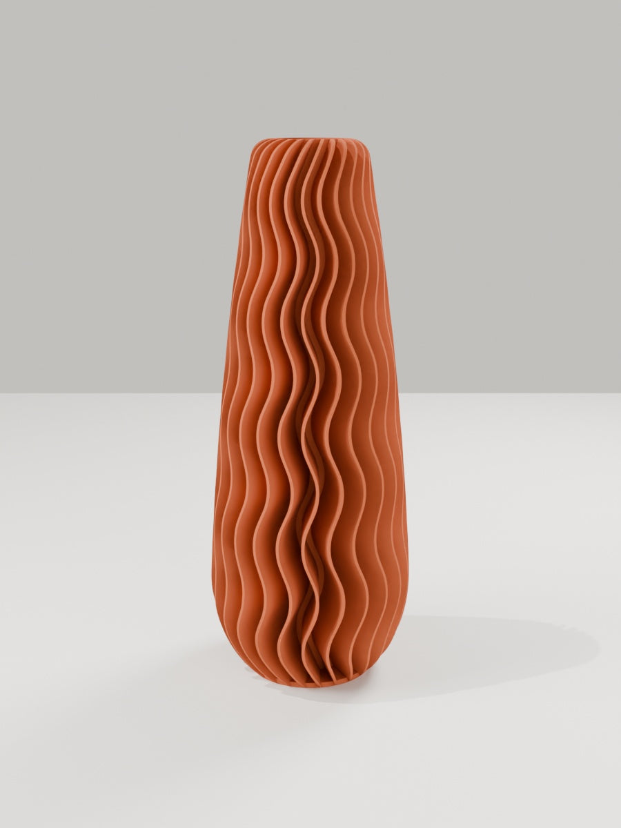 Wave Vase No. 05 in Terrakotta – quelia Dekovase aus dem 3D-Druck