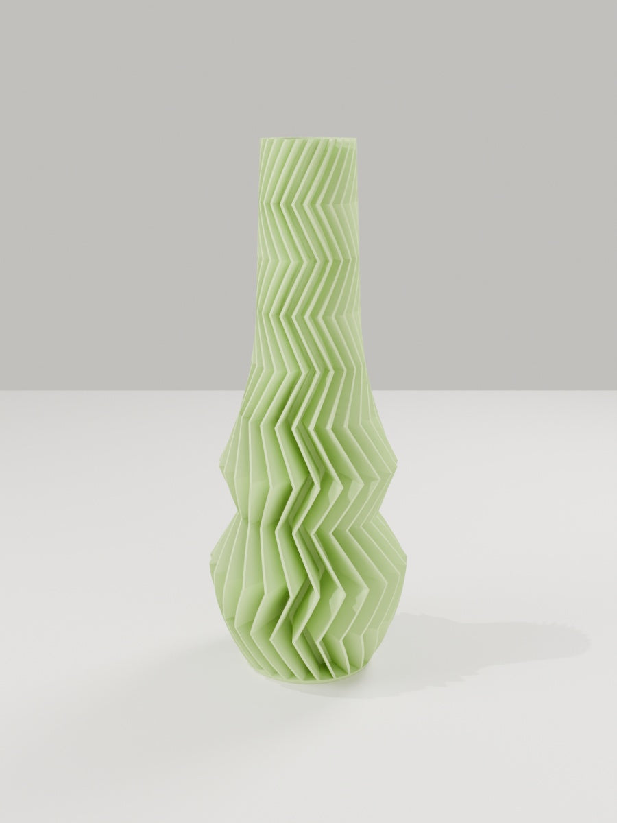 ZigZag Vase No. 01 in Apfelgrün – quelia Dekovase aus dem 3D-Druck