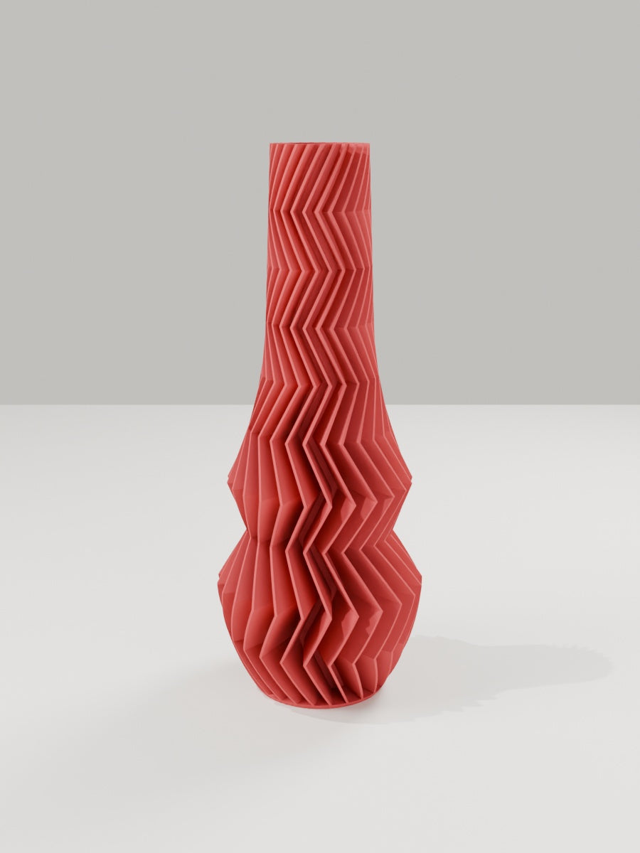 ZigZag Vase No. 01 in Dunkelrot – quelia Dekovase aus dem 3D-Druck