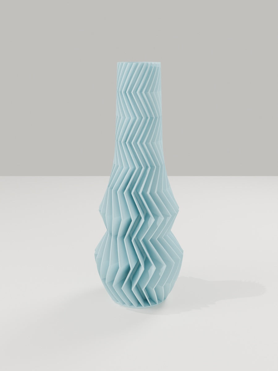 ZigZag Vase No. 01 in Eisblau – quelia Dekovase aus dem 3D-Druck