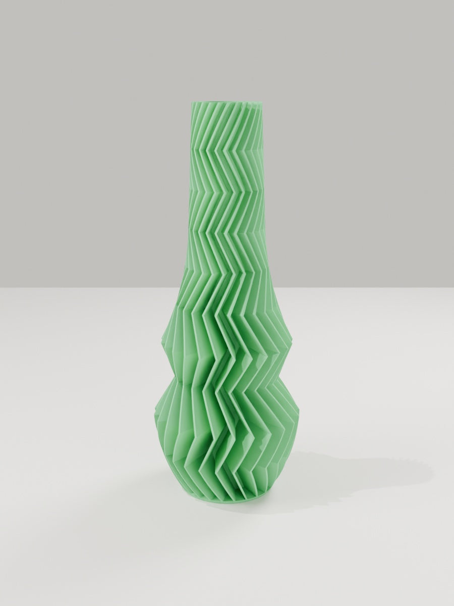 ZigZag Vase No. 01 in Grasgrün – quelia Dekovase aus dem 3D-Druck
