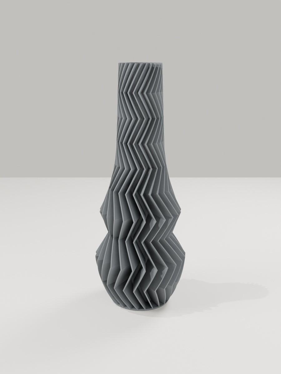 ZigZag Vase No. 01 in Grau – quelia Dekovase aus dem 3D-Druck