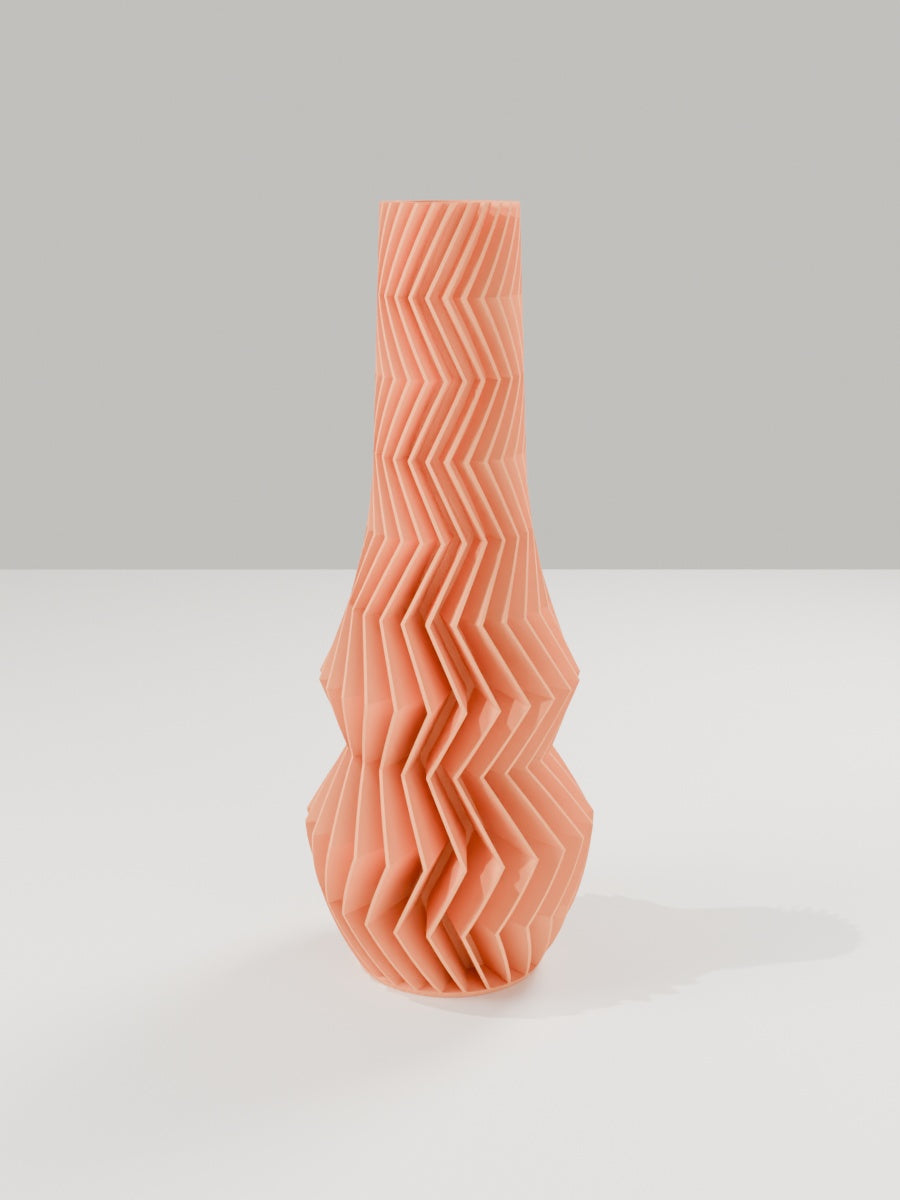 ZigZag Vase No. 01 in Mandarine-Orange – quelia Dekovase aus dem 3D-Druck