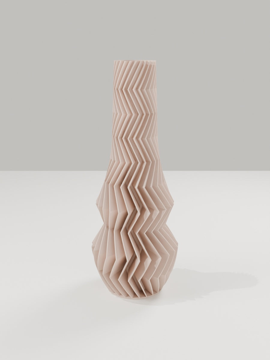 ZigZag Vase No. 01 in Milchkaffee-Braun – quelia Dekovase aus dem 3D-Druck