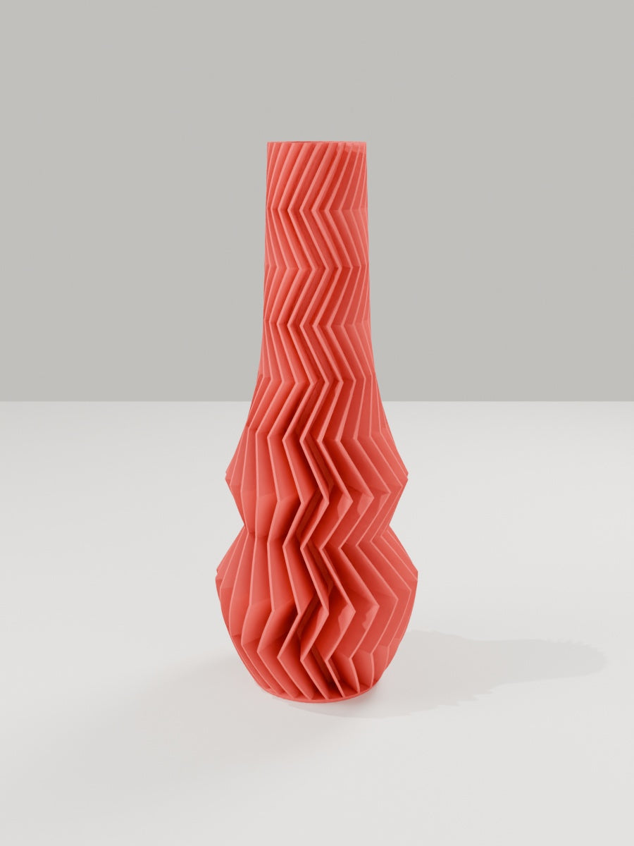 ZigZag Vase No. 01 in Scharlachrot – quelia Dekovase aus dem 3D-Druck